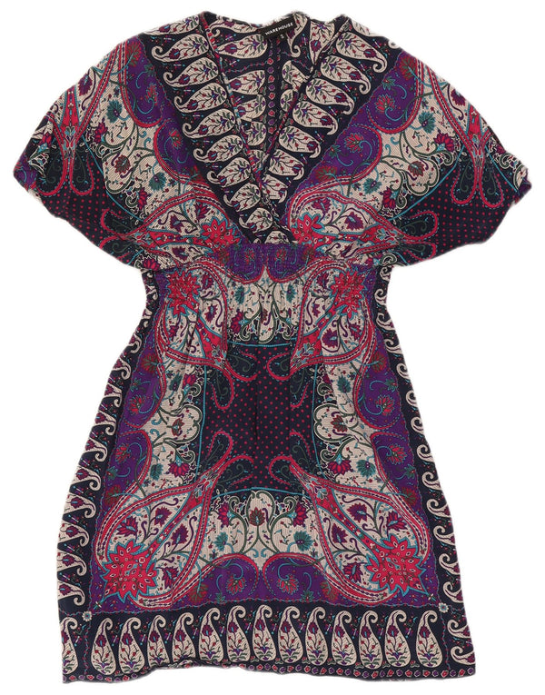 Vestido kaftan feminino Warehouse UK 12 médio multicolorido paisley seda