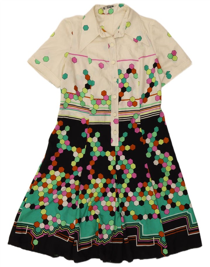 Vestido feminino Roslein A-Line UK 12 médio multicolorido geométrico