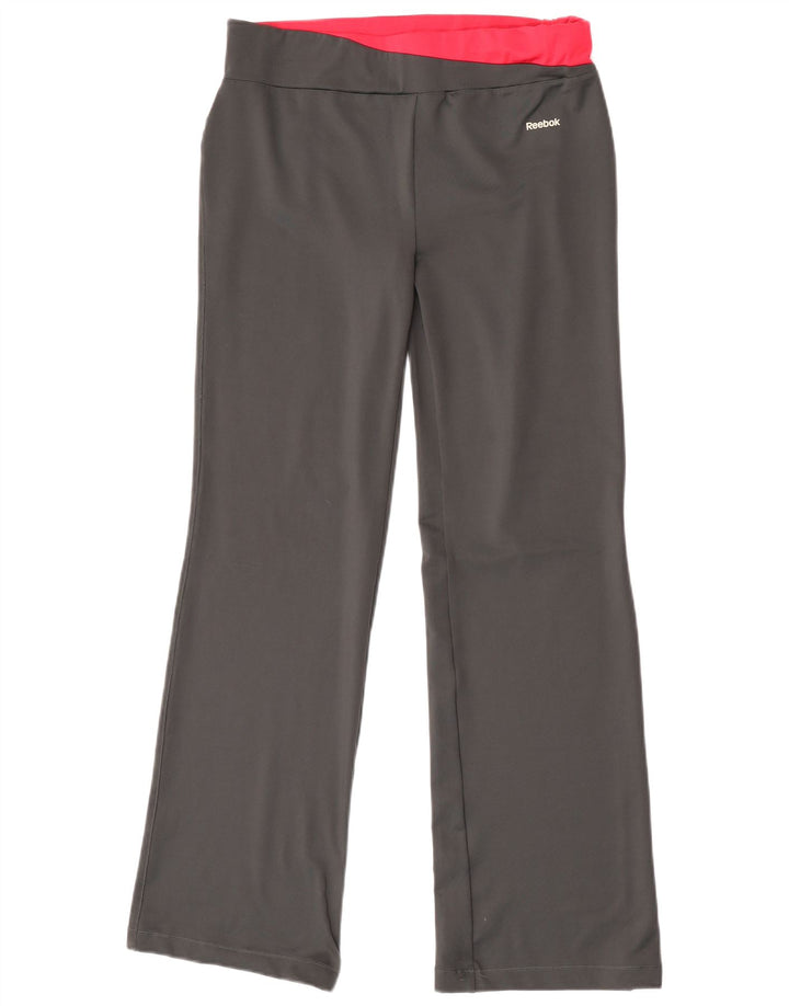 Calça de treino feminina Reebok UK 14 grande poliéster cinza