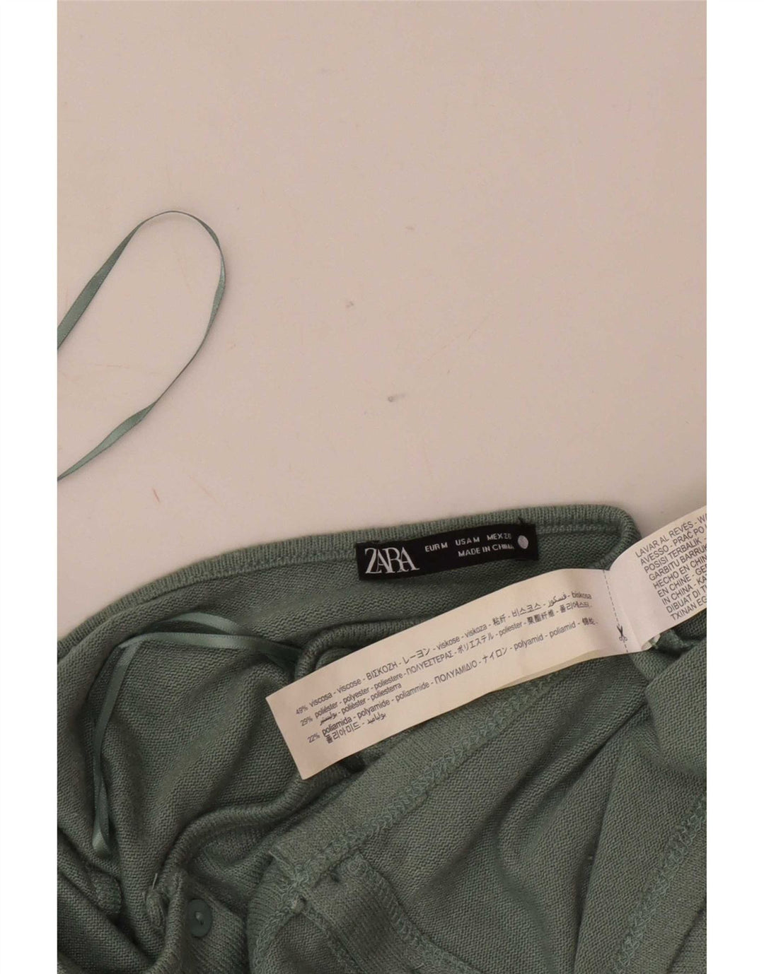 Zara Womens Crop Cardigan Top UK 12 Médio Verde Viscose
