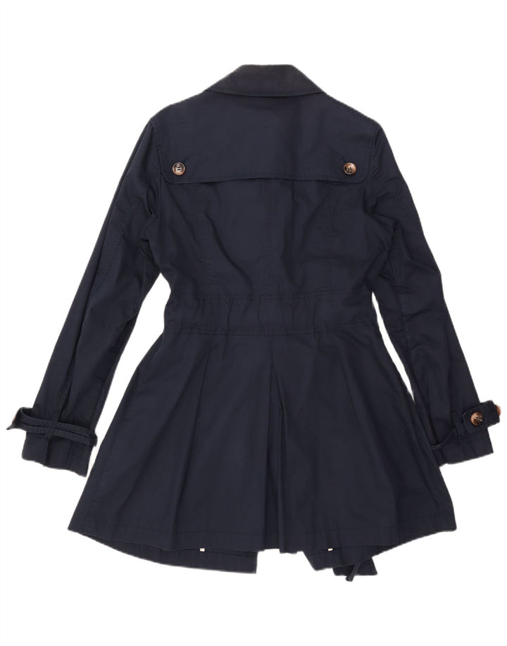 Monsoon Trench Coat feminino Reino Unido 12 algodão azul marinho médio