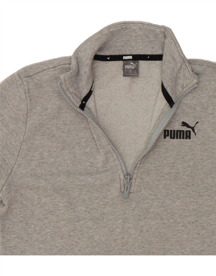 PUMA Womens Zip Neck Sweatshirt Jumper UK 6 XS Grey Cotton Vintage Puma and Second-Hand Puma from Messina Hembry 