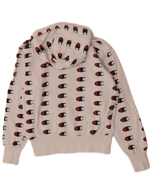 Jumper feminino com capuz e ajuste relaxado gráfico Champion UK 10 pequeno branco esportivo