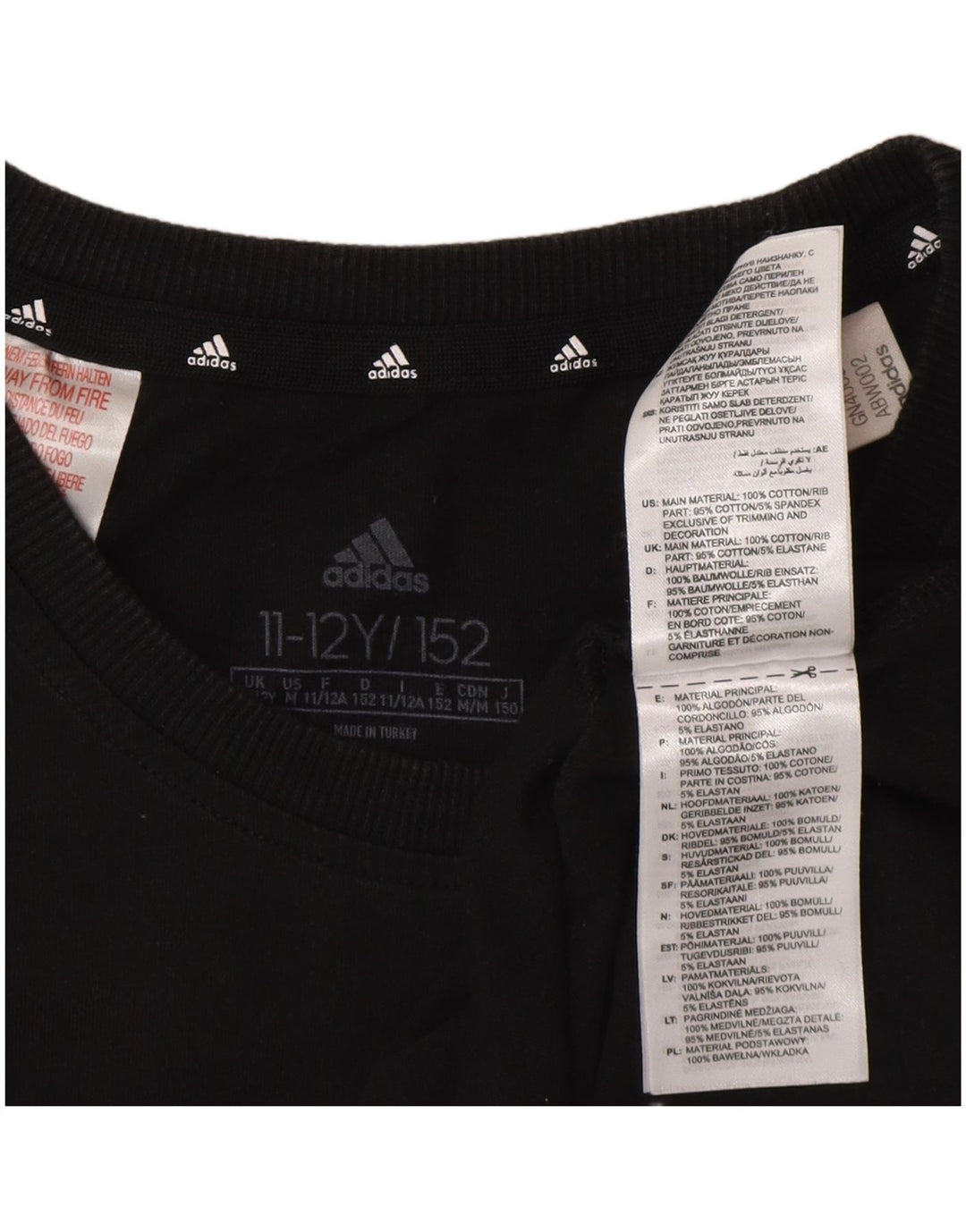 Camiseta Adidas Meninos Graphic Top 11-12 Anos Algodão Preto