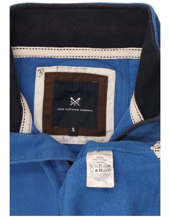 Crew Clothing Mens Zip Neck Moletom Jumper Pequeno Algodão Azul