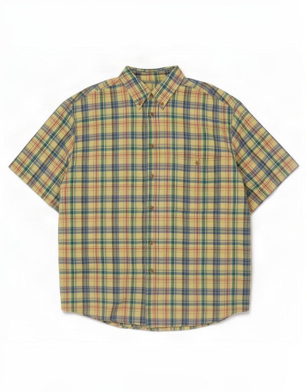 Camisa masculina de manga curta St. Bernard, grande algodão xadrez multicolorido