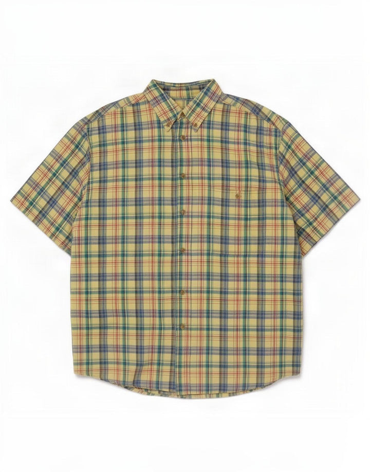Camisa masculina de manga curta St. Bernard, grande algodão xadrez multicolorido