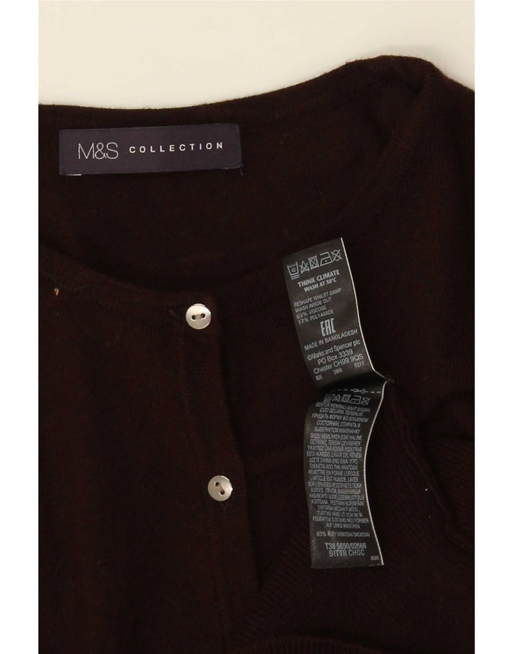 Suéter cardigã feminino Marks & Spencer UK 10 pequeno marrom viscose