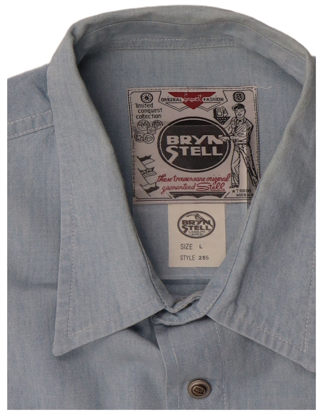 Camisa masculina de manga curta Bryn Stell grande algodão azul