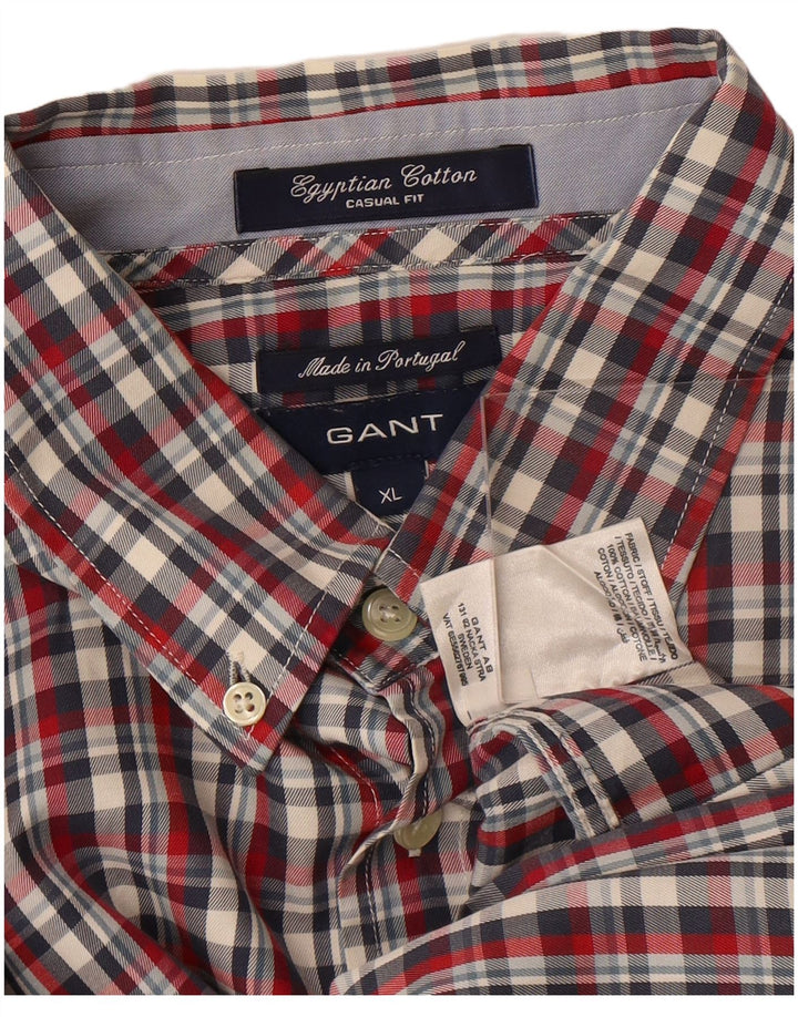 GANT Camisa Masculina Casual Fit XL Algodão Xadrez Vermelho