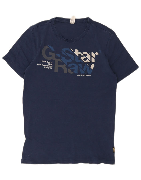 Camiseta gráfica masculina G-Star Top XS azul marinho algodão