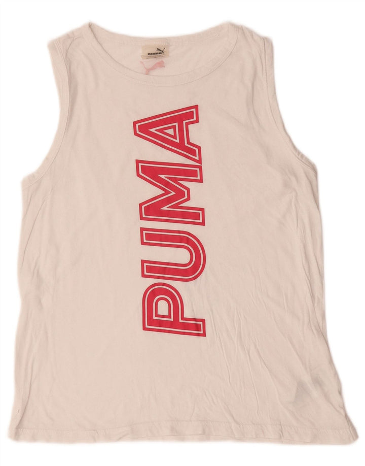 Puma Womens Oversized Graphic Vest Top UK 10 Pequeno Algodão Branco