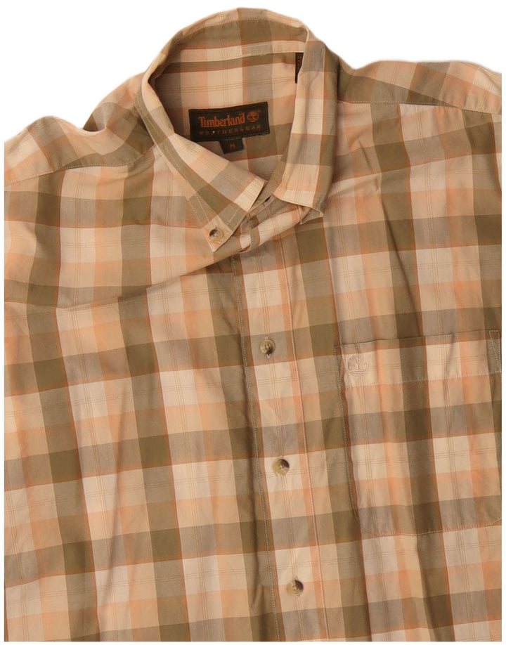 Camisa masculina TIMBERLAND de algodão xadrez cáqui médio
