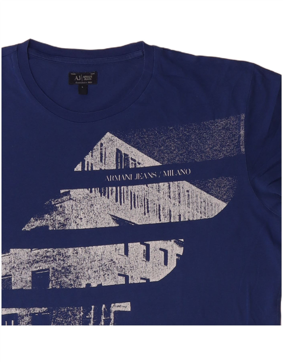 Camiseta masculina ARMANI JEANS gráfica grande algodão azul