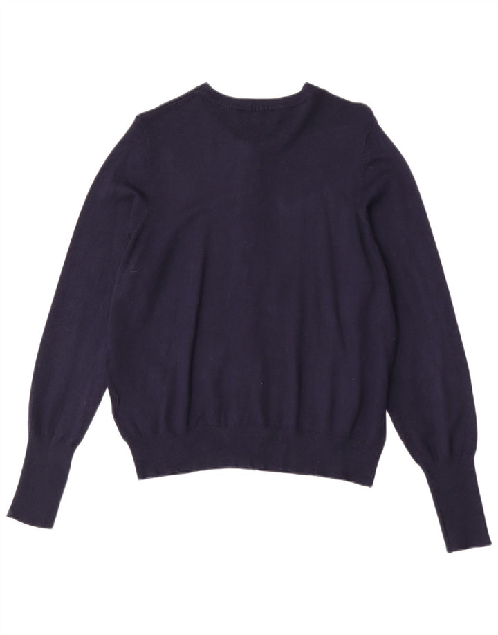 Suéter cardigã feminino Marks & Spencer Reino Unido 16 grande viscose azul marinho