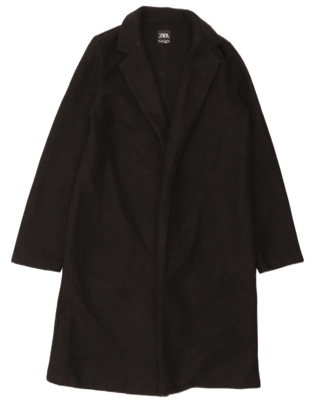 Sobretudo aberto feminino Zara UK 10 pequeno poliéster preto