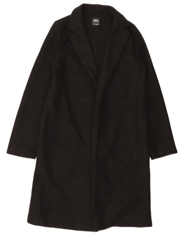 Sobretudo aberto feminino Zara UK 10 pequeno poliéster preto