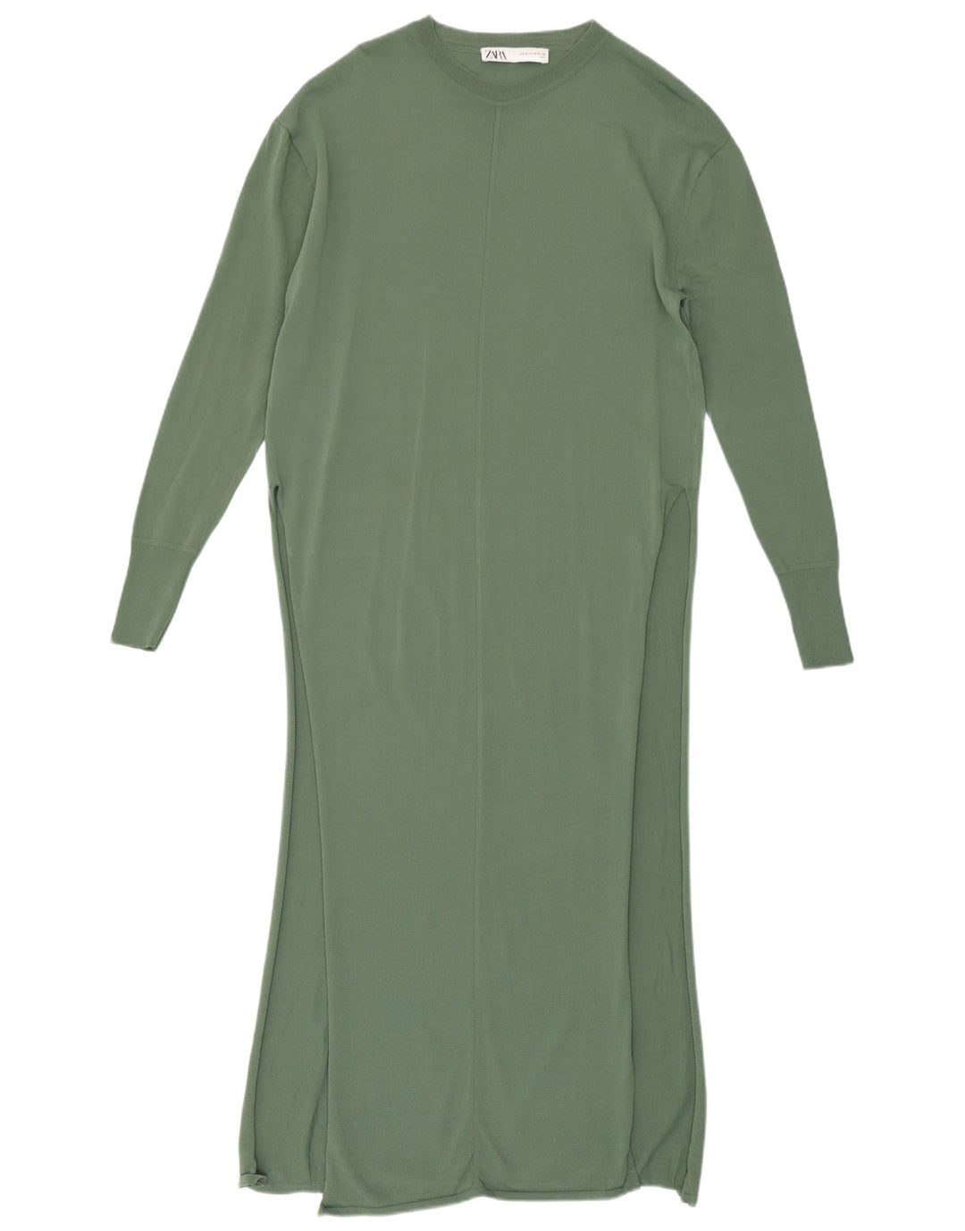 Vestido maxi feminino Zara Reino Unido 12 viscose verde médio