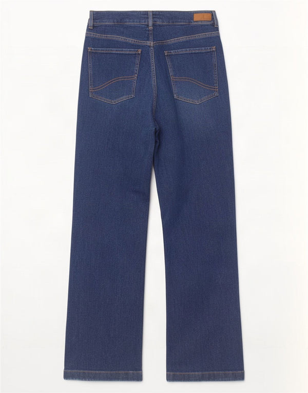 Fat Face Womens Elise Wide Leg Jeans Reino Unido 10 Pequeno W30 L30 Azul Algodão