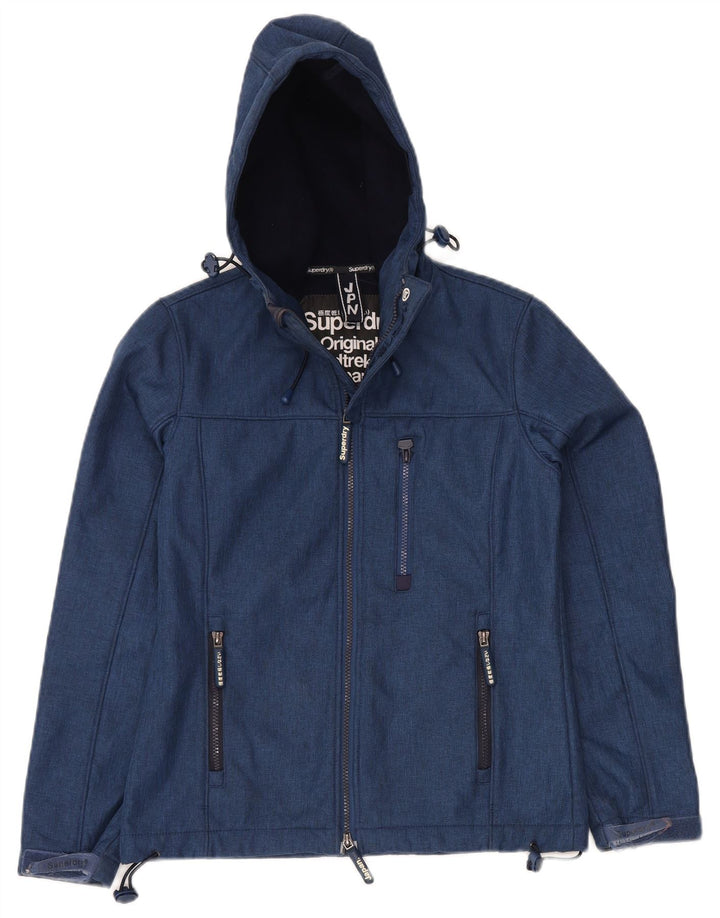 Jaqueta corta-vento masculina SUPERDRY com capuz e capuz Reino Unido 36 pequeno azul