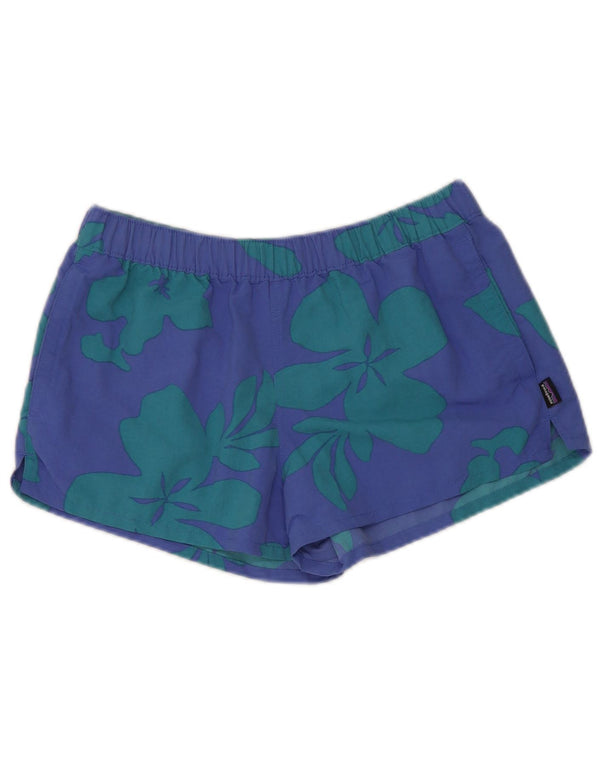 Shorts esportivo feminino Patagonia UK 10 pequeno azul floral nylon