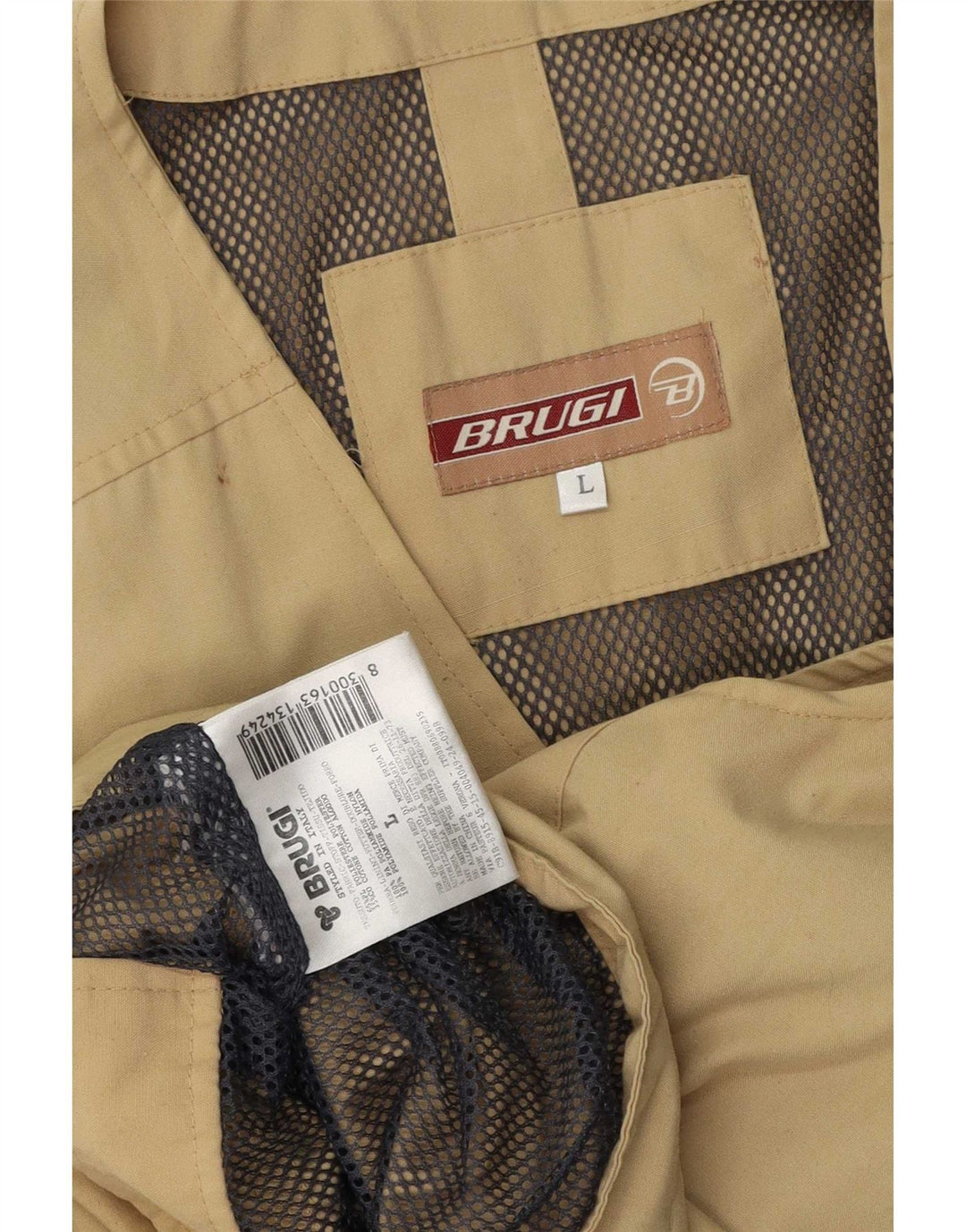 Brugi Mens Utility Gilet UK 40 Grande Poliéster Cáqui
