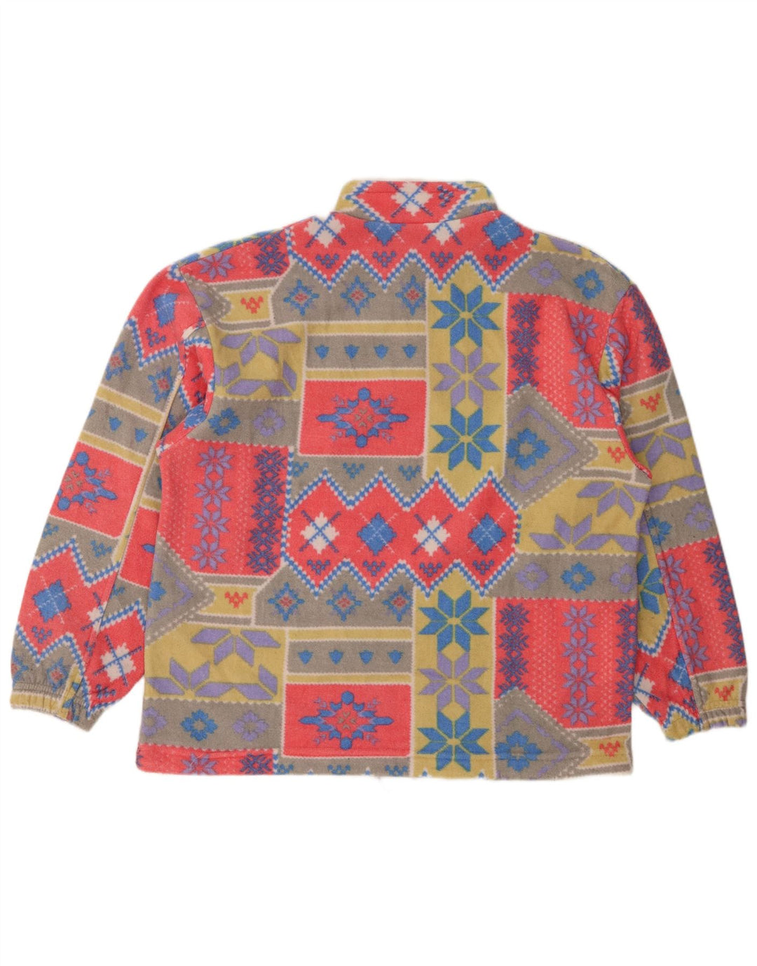 Jumper de lã feminino vintage UK 18 XL patchwork multicolorido retrô