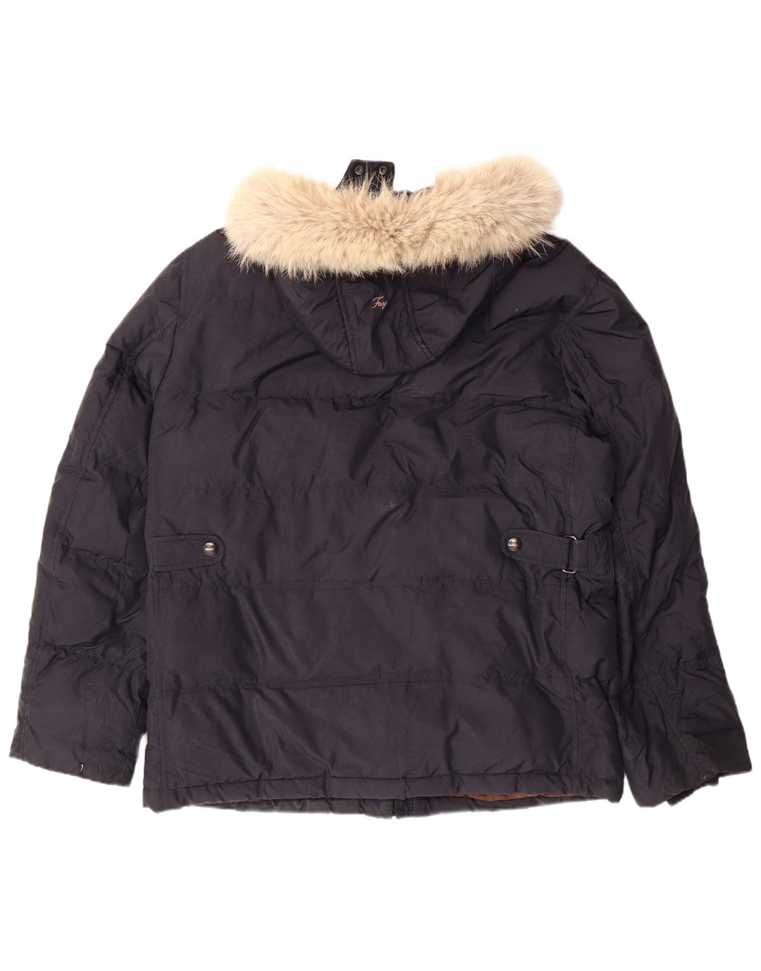 Jaqueta acolchoada com capuz masculina FAY UK 40 grande poliéster azul marinho