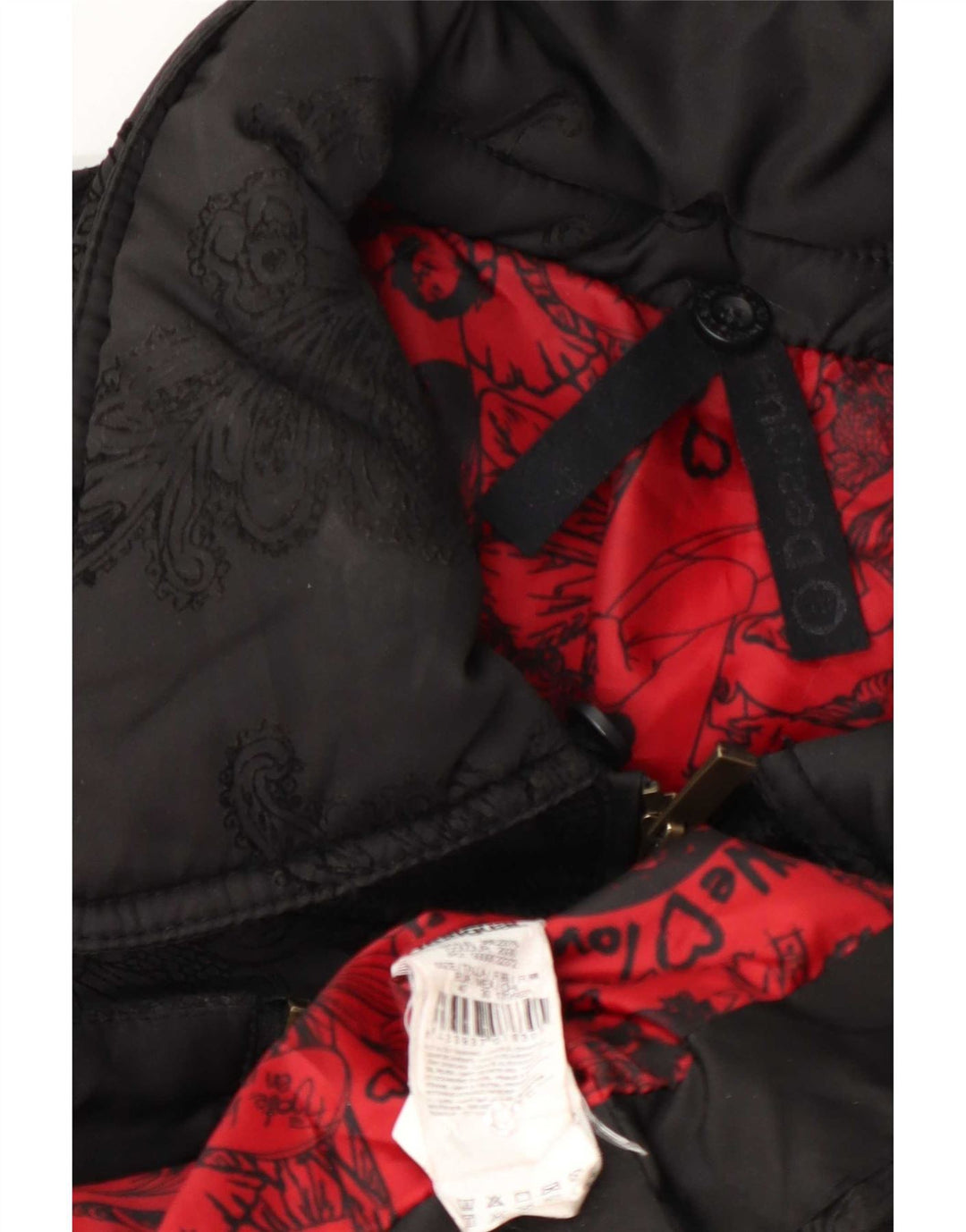 Jaqueta feminina acolchoada gráfica Desigual EU 40 médio preto paisley poliéster