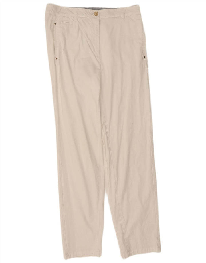 Calça chino reta feminina Marks & Spencer Reino Unido 12 médio W32 L30 branco