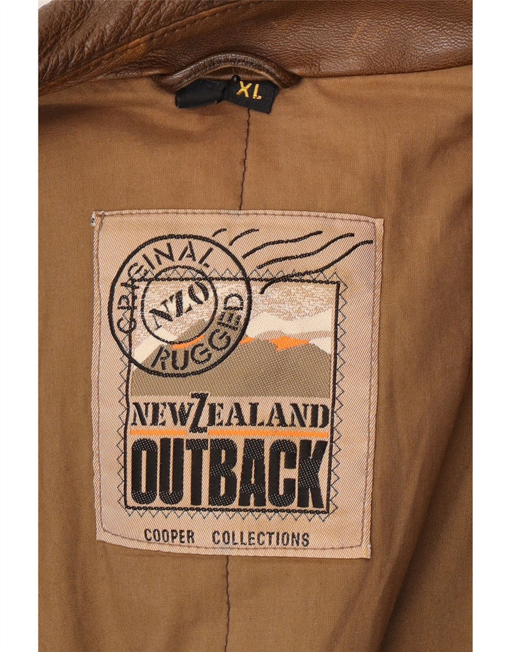 Jaqueta de couro masculina Outback UK 42 XL couro marrom
