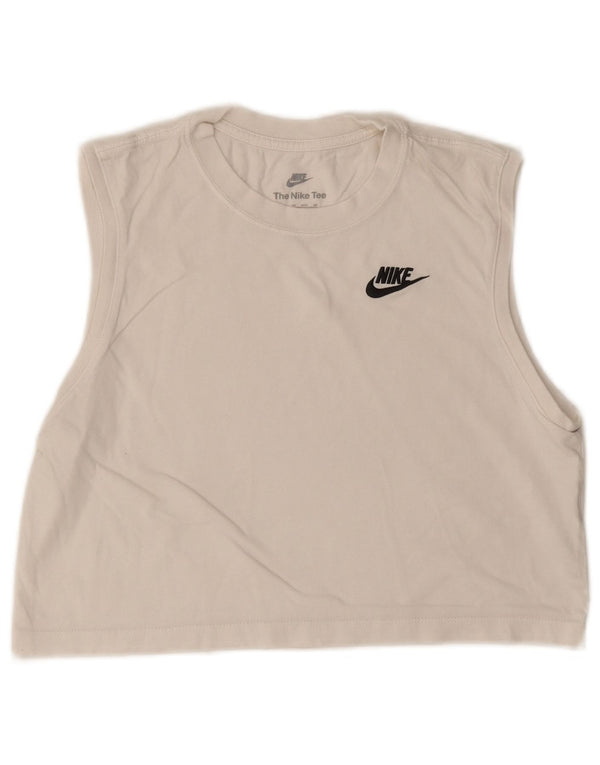 Nike Womens Crop Oversized Vest Top UK 6 XS Branco Algodão