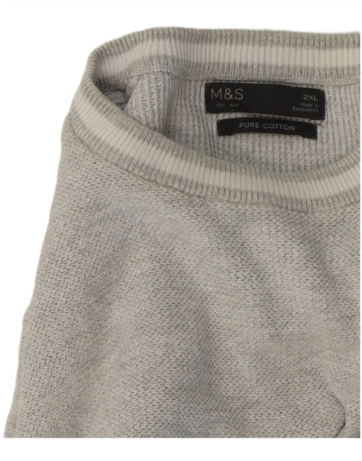 Suéter masculino Marks & Spencer com gola redonda 2XL algodão cinza