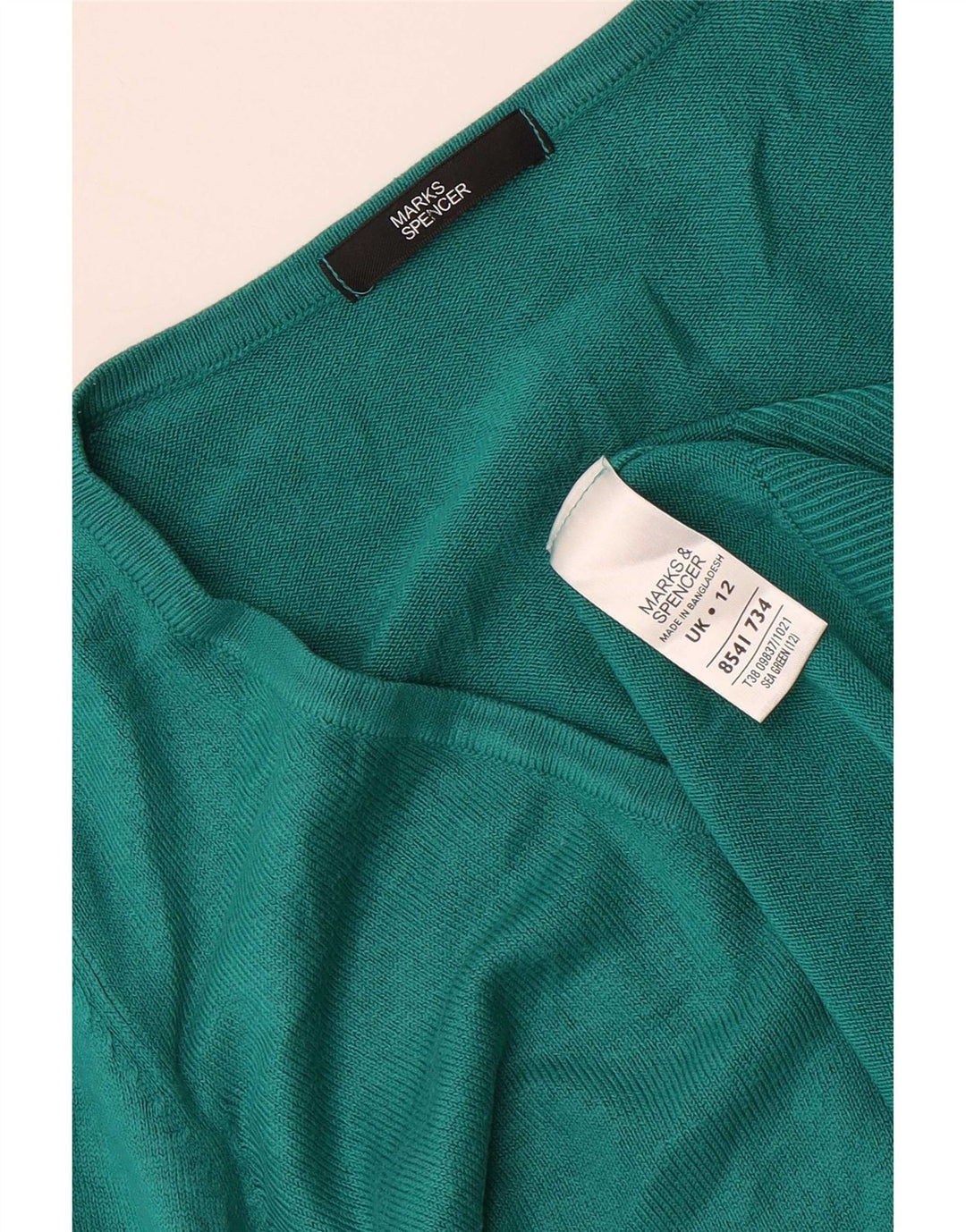 Suéter feminino Marks & Spencer com decote em V Reino Unido 12 acrílico verde médio