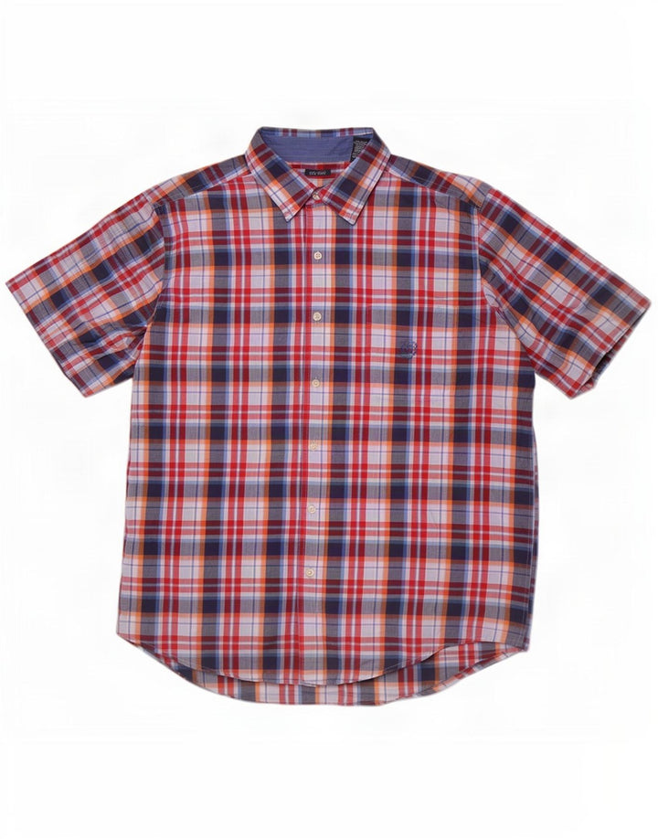 Camisa masculina de manga curta Chaps grande algodão xadrez multicolorido