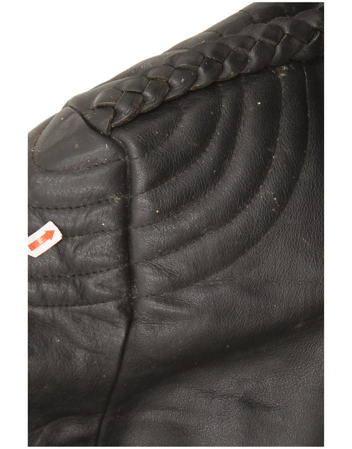 Jaqueta de motociclista de couro feminina vintage UK 22 3XL couro preto