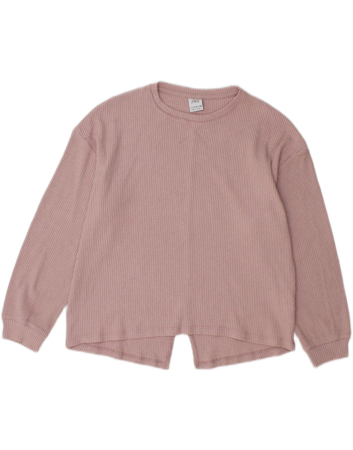 ZARA Girls Top Long Sleeve 13-14 Years Pink Polyester Vintage Zara and Second-Hand Zara from Messina Hembry 