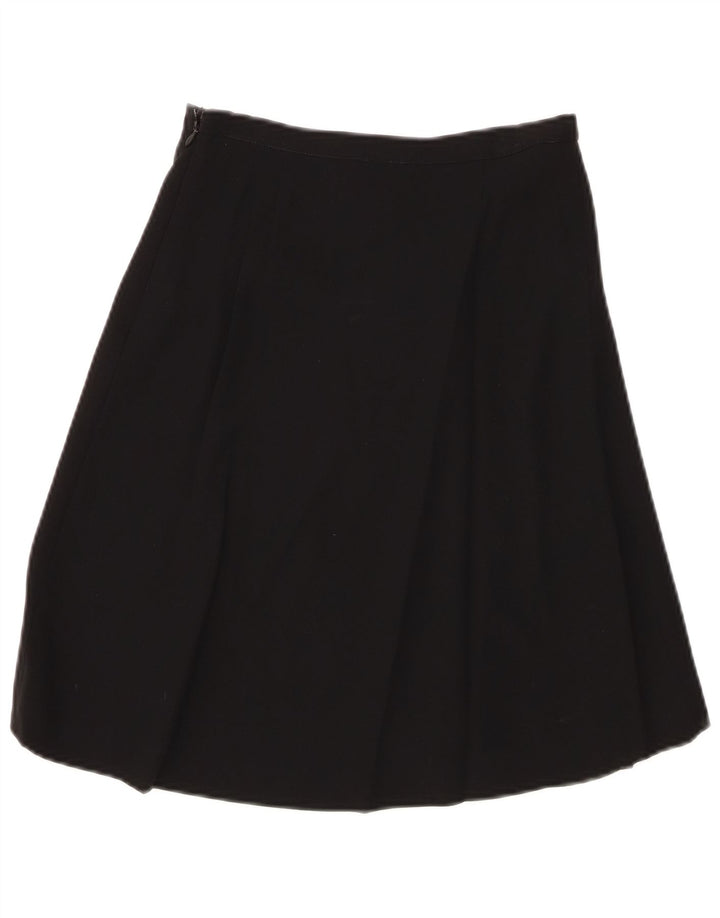 Saia feminina EMPORIO ARMANI cintura alta evasê IT 40 pequena W24 lã preta