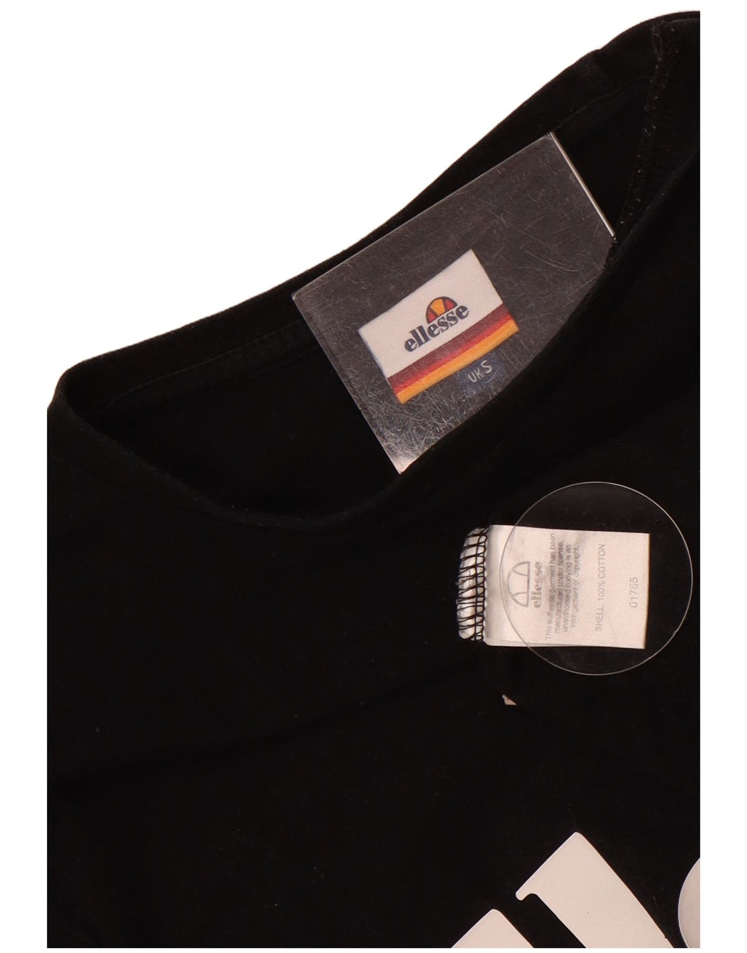 Ellesse blusa feminina oversized gráfica manga comprida Reino Unido 10 algodão preto pequeno
