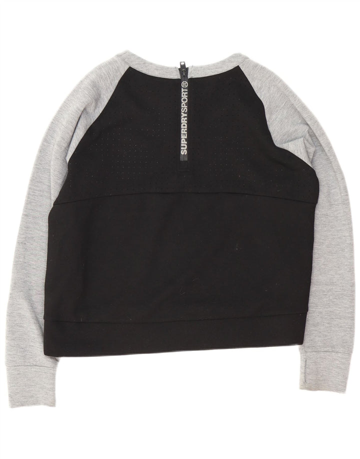 Suéter gráfico feminino Superdry UK 16 grande bloco colorido preto