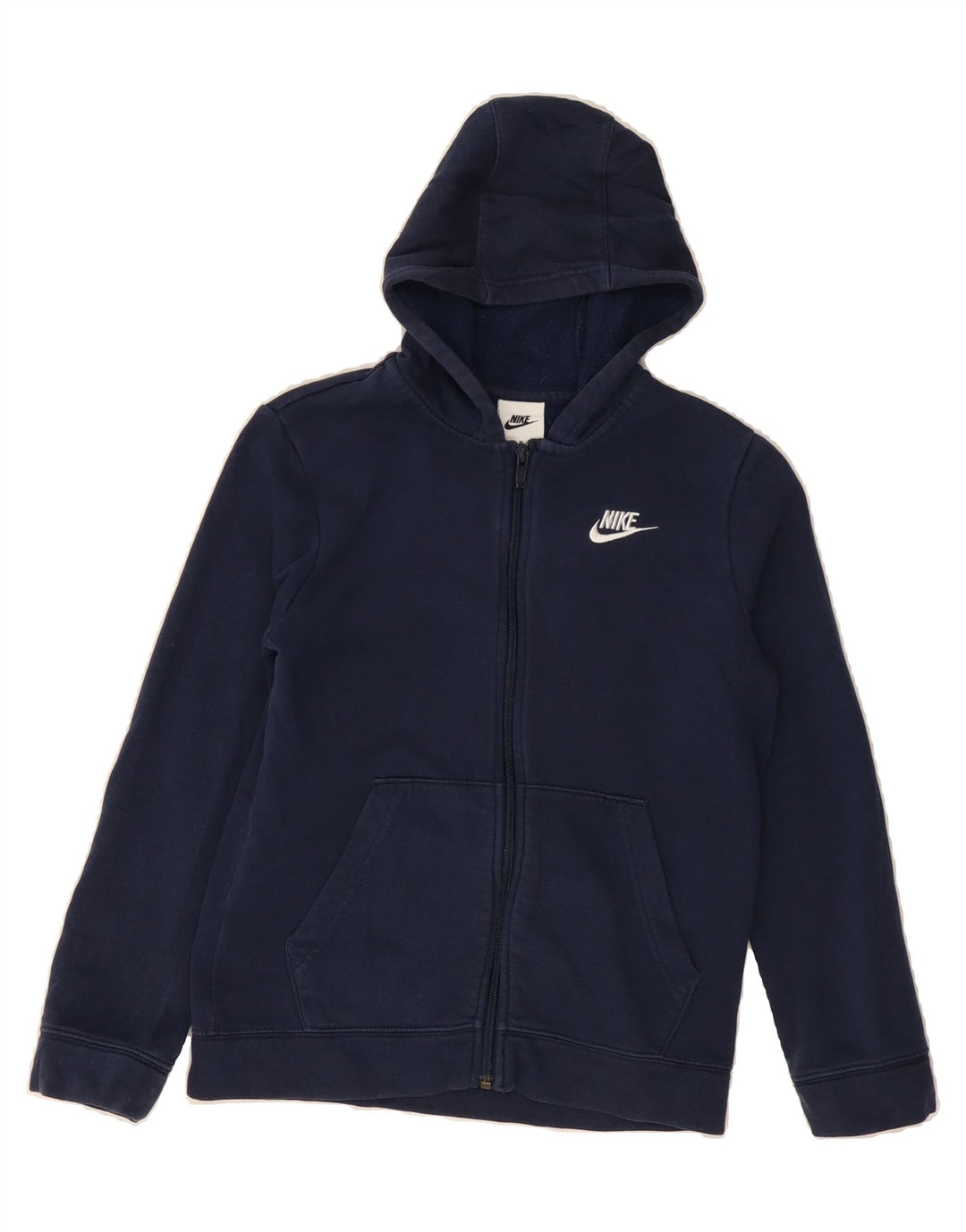 NIKE Boys Zip Hoodie Sweater 10-11 Years Medium Navy Blue Cotton Vintage Nike and Second-Hand Nike from Messina Hembry 