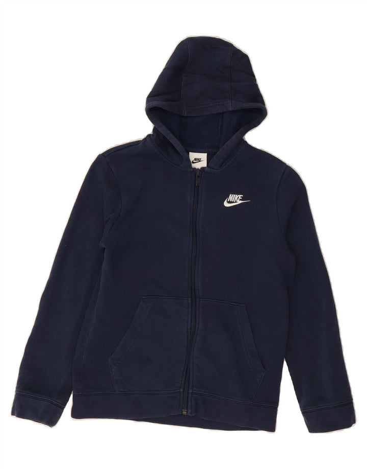 NIKE Boys Zip Hoodie Sweater 10-11 Years Medium Navy Blue Cotton Vintage Nike and Second-Hand Nike from Messina Hembry 