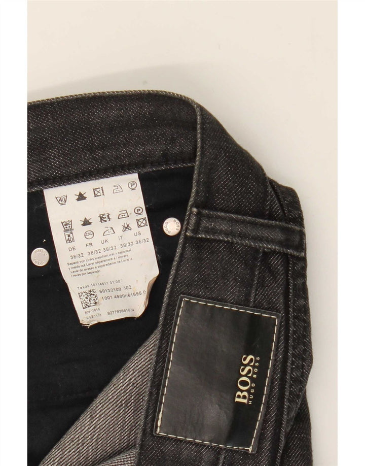 Hugo Boss Mens Straight Jeans W38 L26 Algodão Preto