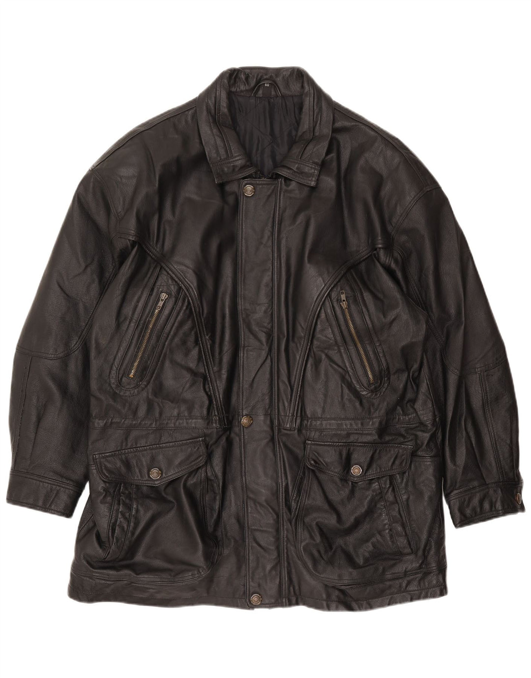 Jaqueta de couro masculina Front Line UK 50 2XL couro preto
