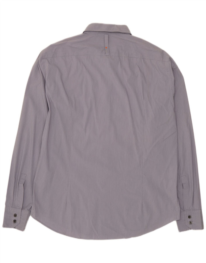 Camisa masculina HUGO BOSS XL algodão listrado azul