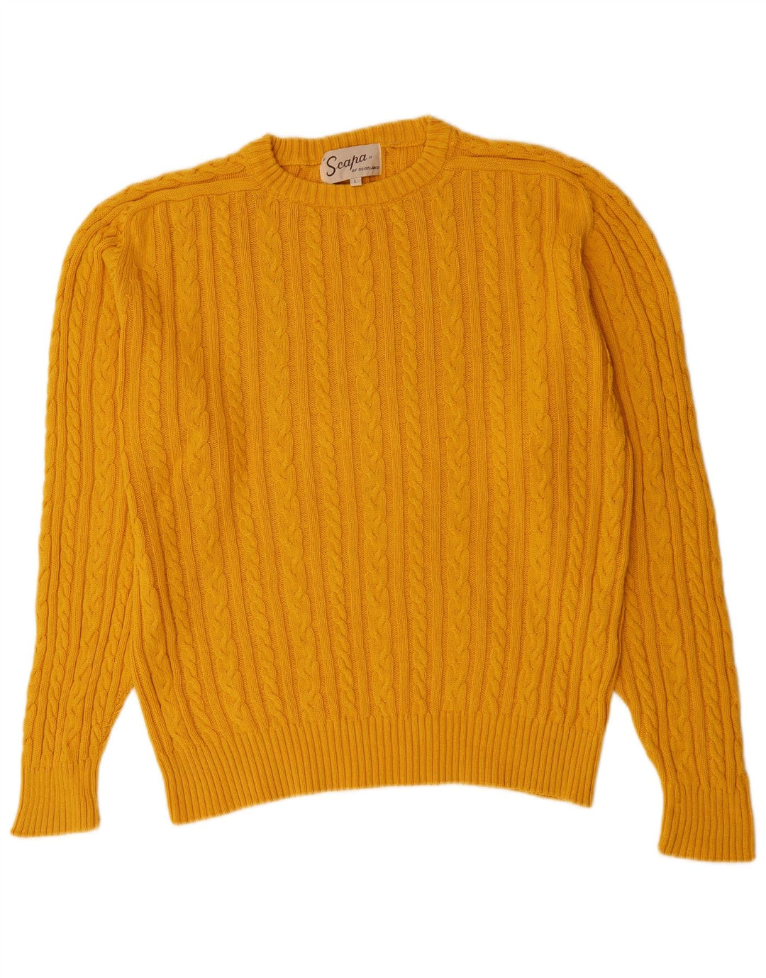 Suéter masculino Scapa com gola redonda, grande algodão amarelo