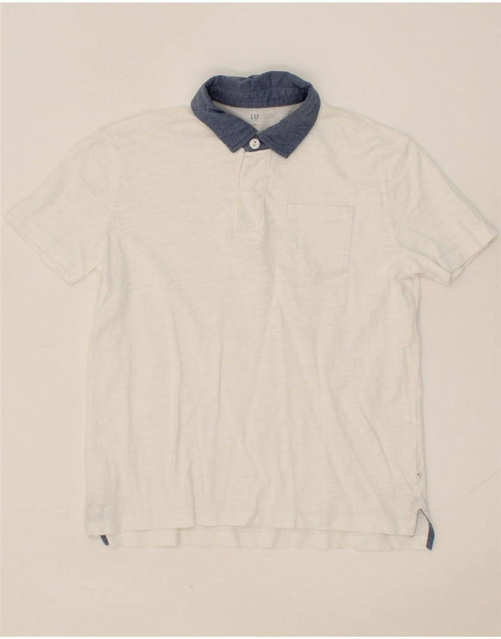 GAP Boys Polo Shirt 8-9 Years Medium White Vintage Gap and Second-Hand Gap from Messina Hembry 
