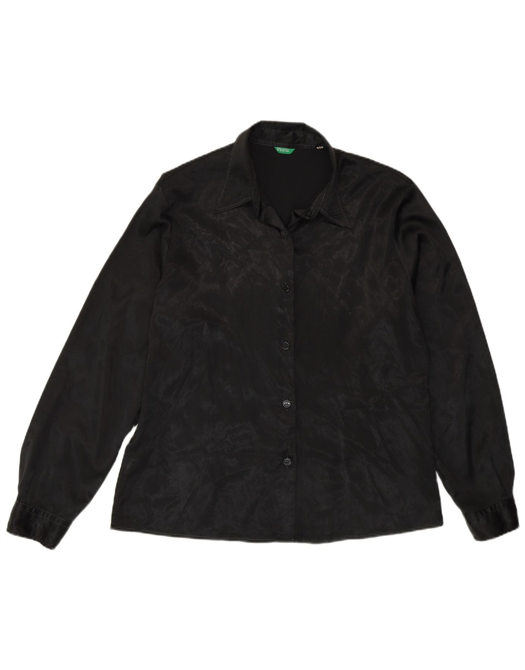 Camisa feminina Benetton IT 48 XL preta com estampa animal poliéster