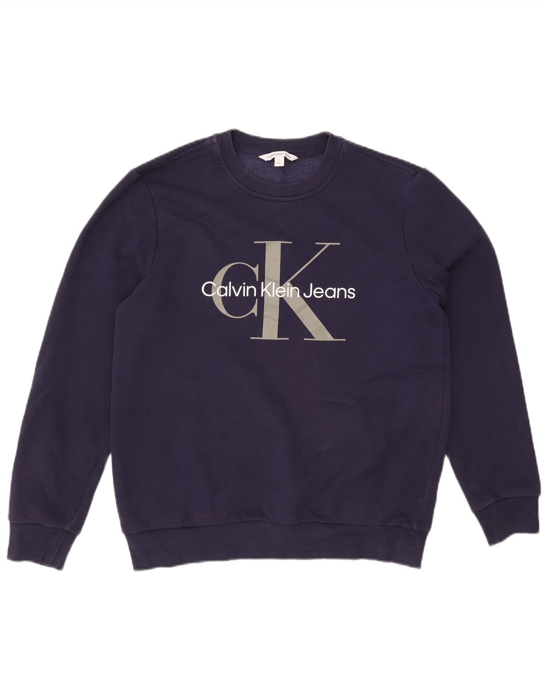 Calvin Klein Jeans Masculino moletom gráfico jumper médio azul marinho algodão