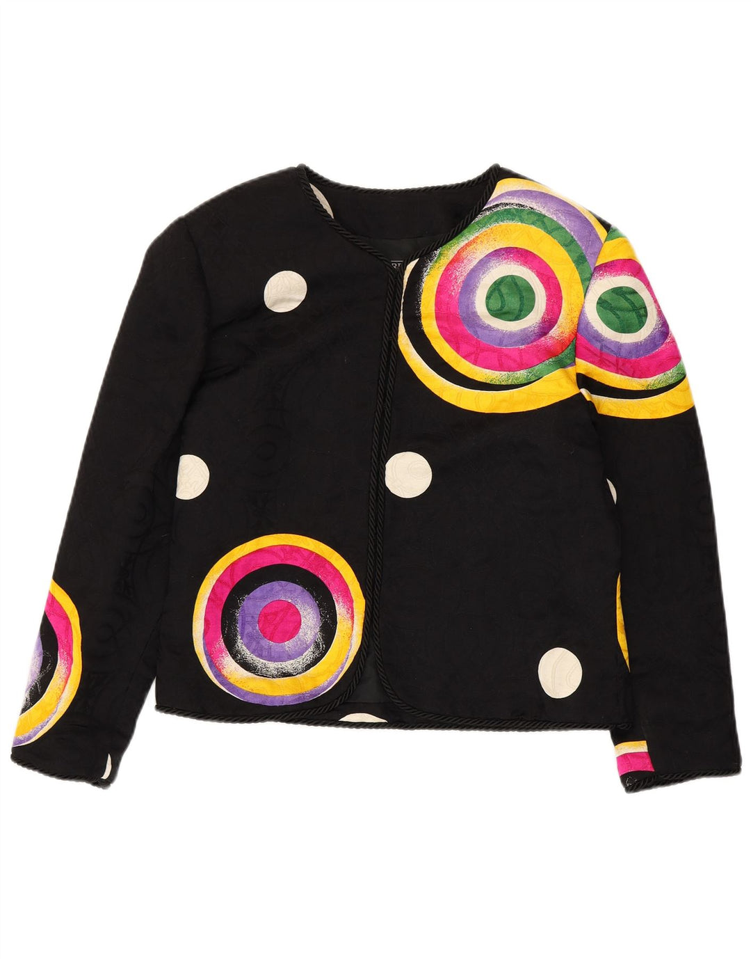 Jaqueta blazer feminina RENZO COUTURE UK 14 lã geométrica preta média